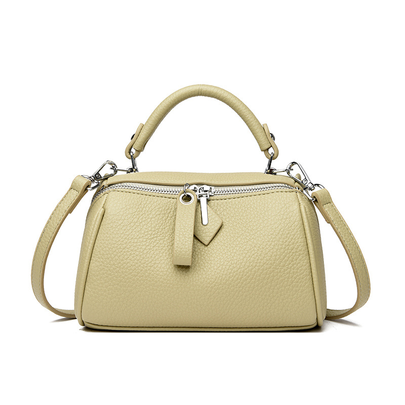 Elegant Women's Bag 2024 New Retro Simple Classic Boston Handbag Cowhide Texture Crossbody Shoulder Bag - Thumbnail 2