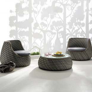 Outdoor Rattan Sofa Modern Simple Casual Courtyard Rattan Chair Garden Outdoor Small Balcony Three-piece Set