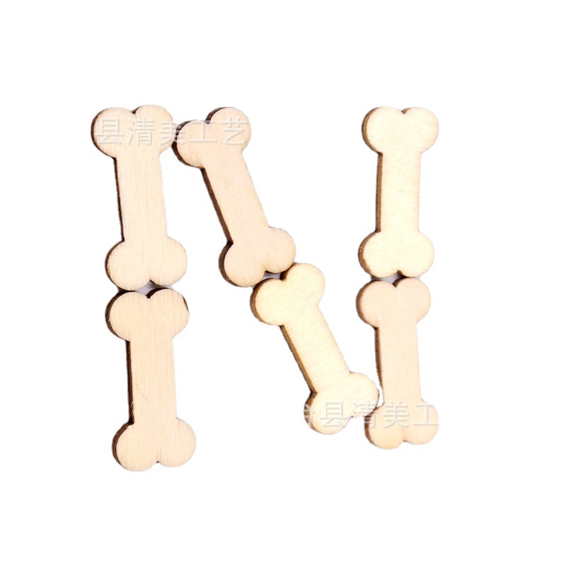 Botones de madera con forma de dibujos animados de bricolaje de hueso de perro 100/50 pcs en un paquete