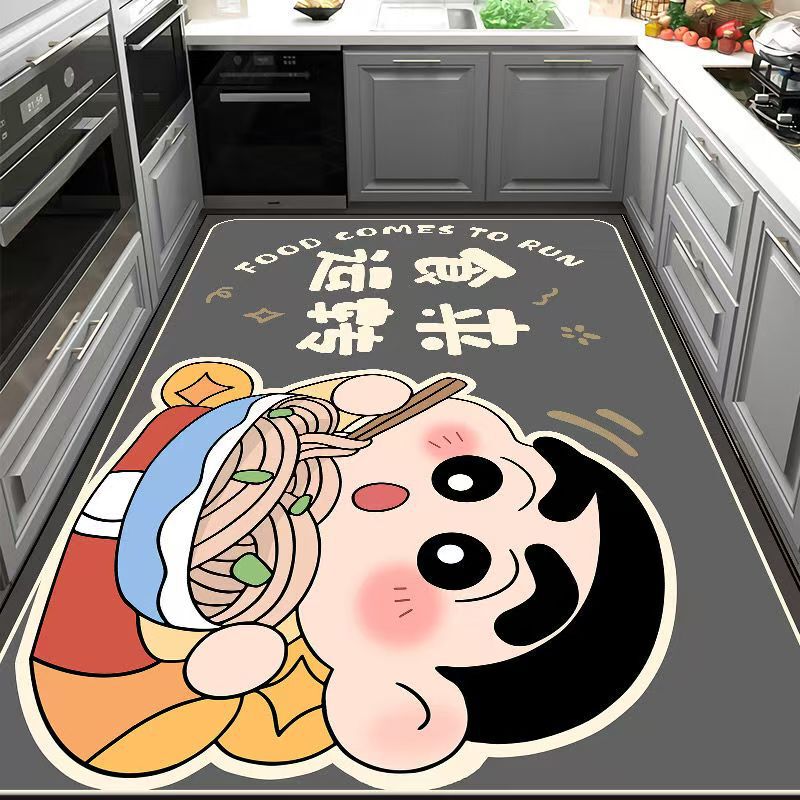 Food Running Cartoon Diatom Mud Soft Rubber Mat Kitchen Floor Mat Waterproof Oil-Proof Non-Slip Erasable Wash-Free Mat Door Mat