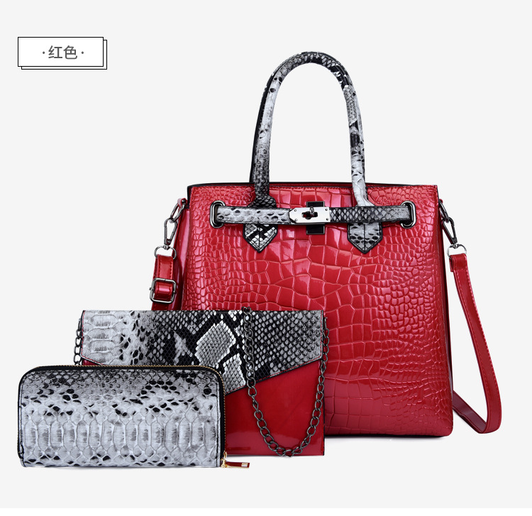 New European and American fashion crocodile pattern crossbody single-shoulder handbag bags for women, wholesale of mother and child set bags undefined