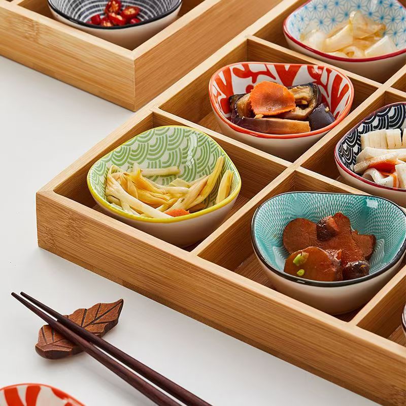 囲炉竹木九宮格食器皿火鍋店ソース皿野菜トレー焼肉木皿盛り合わせ