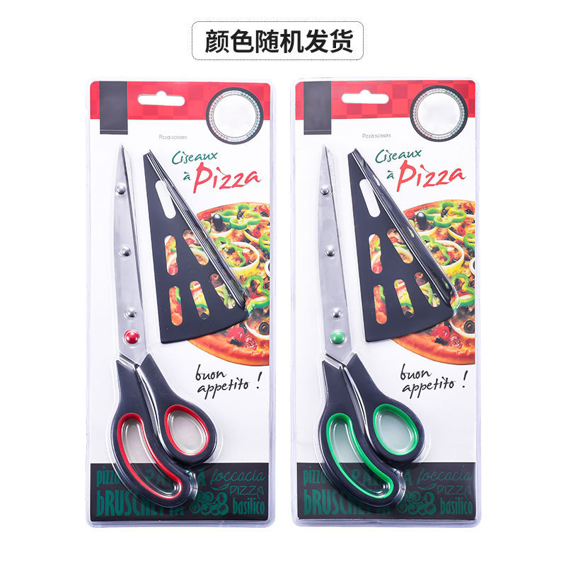 Cocina doméstica de acero inoxidable 2 en 1 para hornear pala de pizza para filete panquequeque tijeras de alimentos