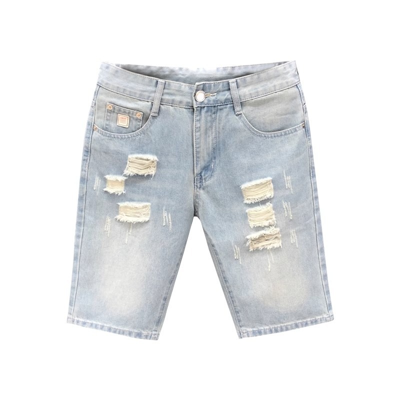 Men's Mid High Waist Denim Shorts Summer Thin Style Casual Loose Straight Leg Five Point Pants New_mkmklike.com