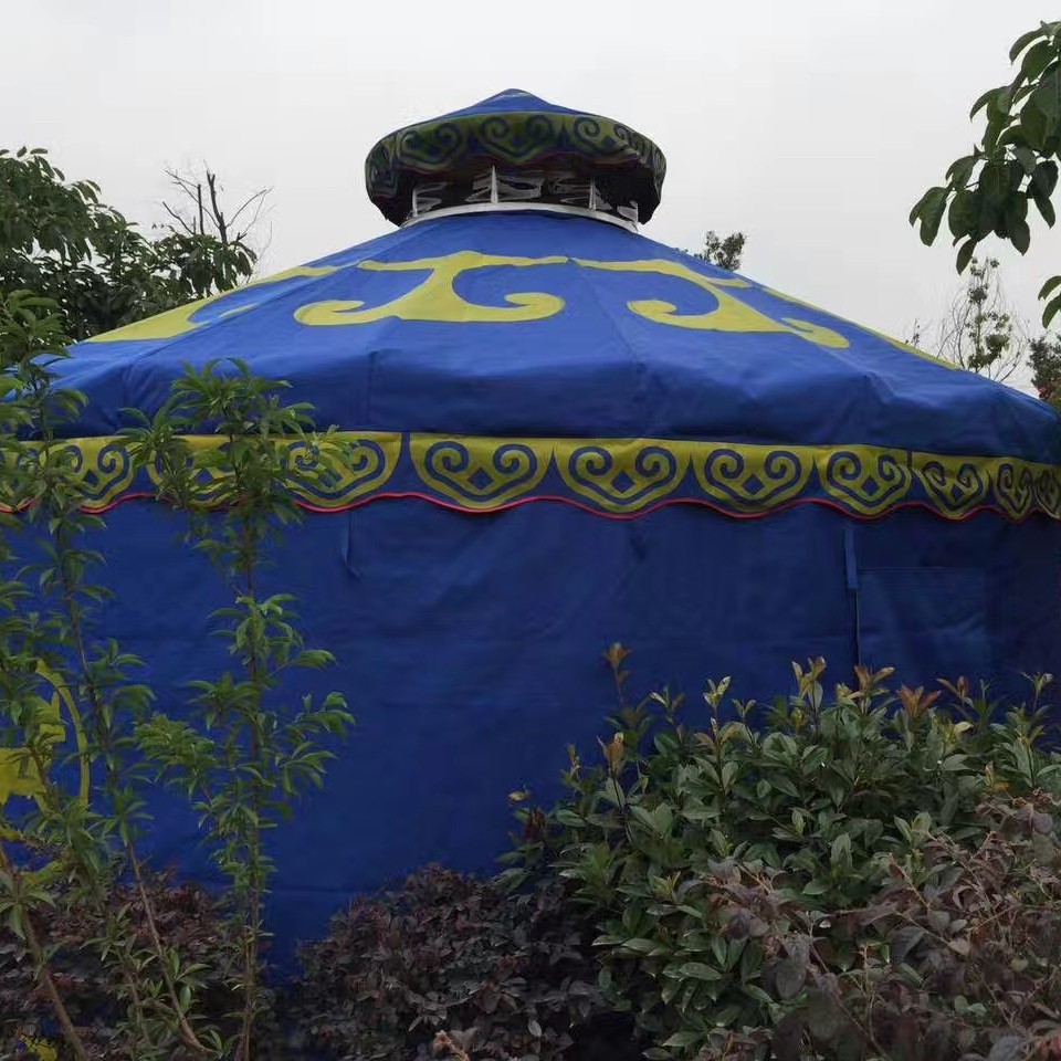 Lona de silicona azul personalizada yurta exterior tienda de campaña gruesa resistente al desgaste impermeable fabricante de telas de poliéster al por mayor