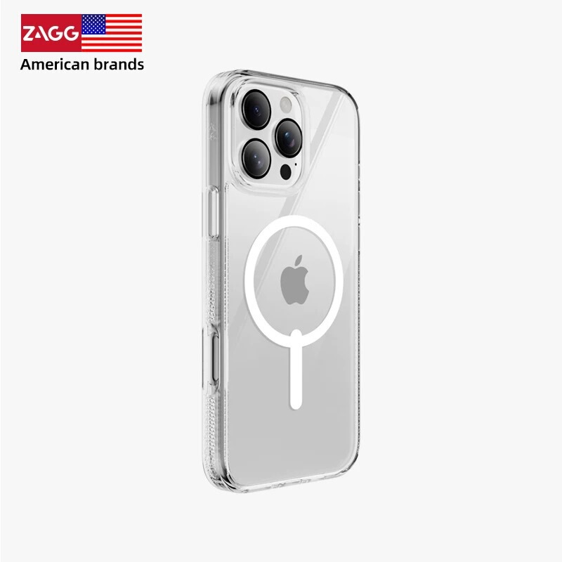 ZAGG Apple 16Promax Transparent Mobile Phone Case Suitable for Magnetic Charging Drop-proof Simple Protective Case 16 16