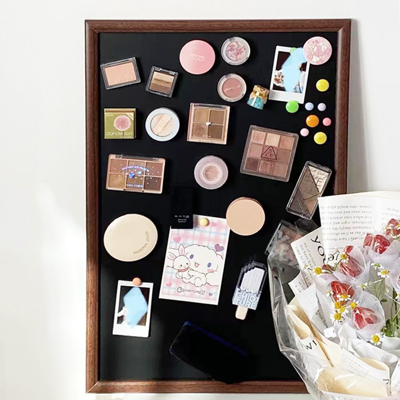 Maquillaje de absorción magnética pizarra de maquillaje refrigerador pizarra de absorción magnética pared de almacenamiento decoración foto pared tablero de exhibición madera