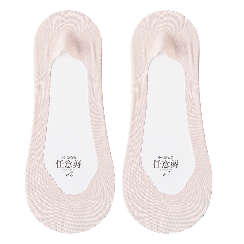 Calcetines de barco para mujer, calcetines de fondo de algodón sin tacón, calcetines invisibles de seda de hielo transpirables de estilo fino de primavera y verano, calcetines Zhuji, calcetines de mujer de todo fósforo