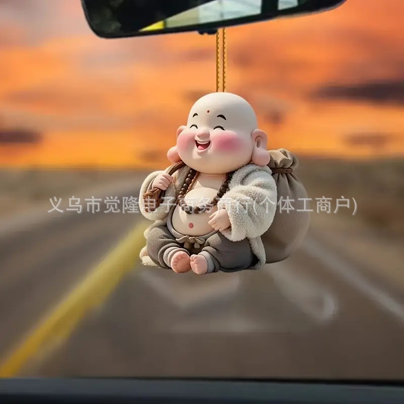 2D creativo nuevo estilo de decoración de vacaciones de Buda gordo pequeño colgante de automóvil transfronterizo colgante de espejo retrovisor colgante de llaver colgante
