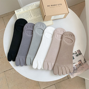 Men's Plus Size Five-Finger Socks Low-Cut Shallow Heel Silicone Non-Slip Boat Socks Summer Thin Breathable Invisible Socks