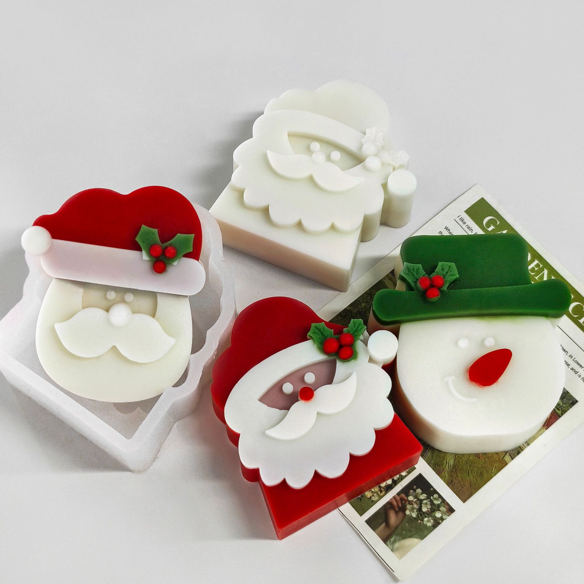 Jiahui Santa Banana molde de chocolate de Navidad molde de horneado DIY vela hecha a mano