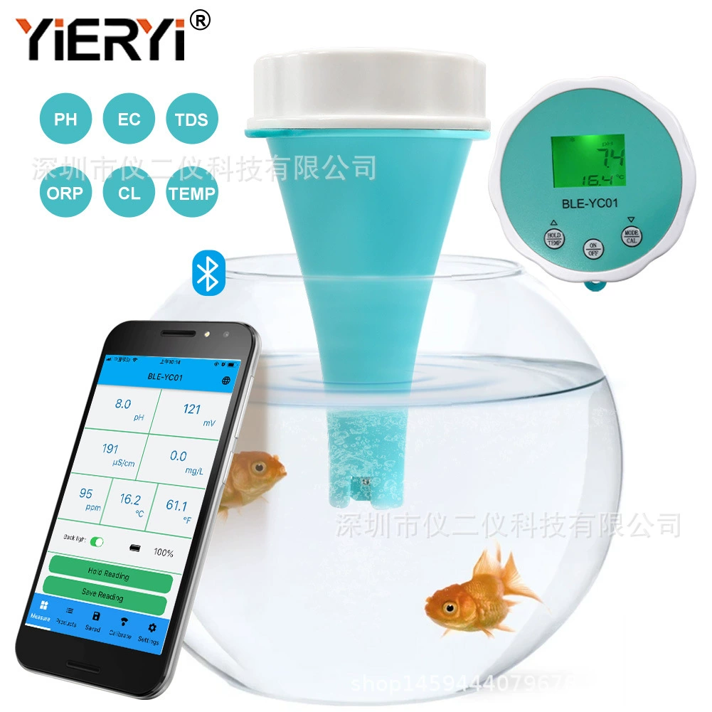 YC01 детектор остаточного хлора в бассейне CL/PH/EC/ORP Bluetooth APP шесть-в-одном монитор качества воды в аквариуме