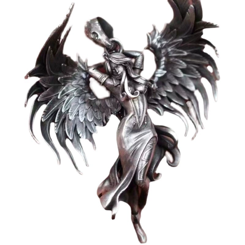 Ожерелье Papas Evil Angel в стиле ретро, серебряное ожерелье с крыльями ангела, высококачественные ювелирные изделия из сплава, аксессуары, оптовая продажа