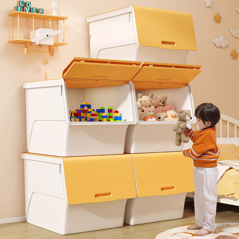 Front-Opening Children's Toy Storage Box, Living Room Storage Rack, Organizing and Storage Magic Tool, Flip-Top Clothing and Snack Storage Cabinet