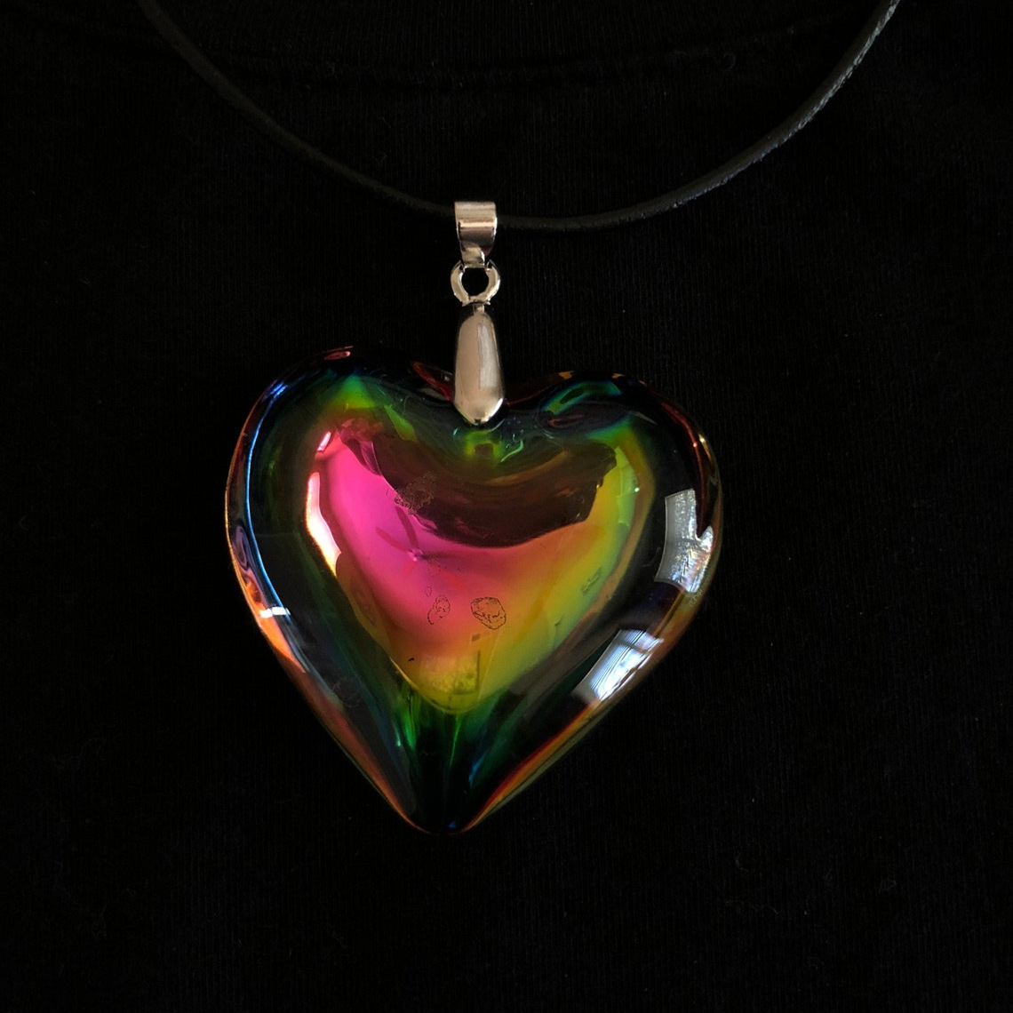 Simple Style Heart Shape Glass Plating Womenu0027S Pendant Necklace 1 Piece