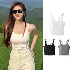 H347 live broadcast white camisole women's summer outer wear with breast pads beautiful back tube top integrated inner layering top