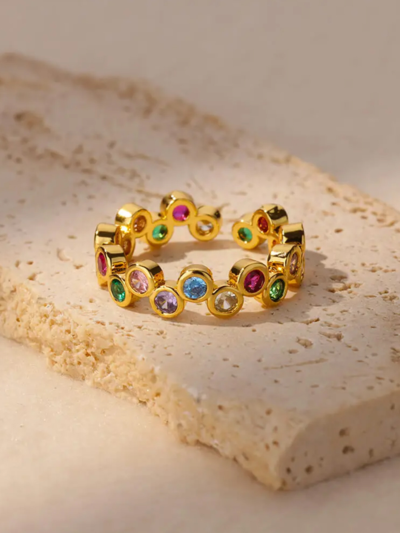 PVD Coated Real Gold Plated Heart Shape 304 Stainless Steel Vacation Simple Style Waterproof Non Tarnish Open Rings display picture 6