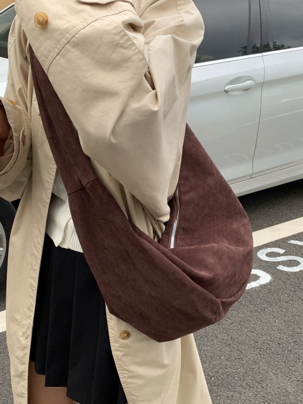 跨境慵懒风宽肩带饺子包2025秋冬新款休闲通勤复古百搭单肩斜挎包|undefined