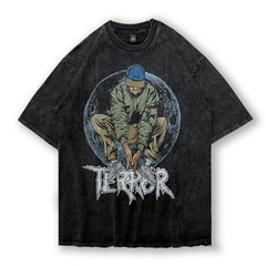 TKPA美式嘻哈復古做舊水洗短袖T恤男女oversize街頭滑板寬鬆半袖t