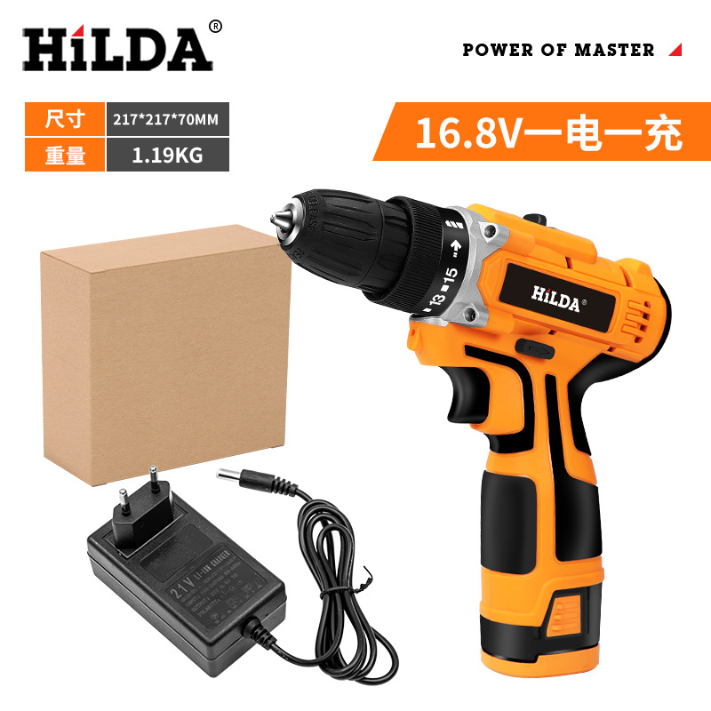 HiLDA/HiLDA destornillador eléctrico recargable batería de litio linterna taladro impacto taladro 12V16.8V21V