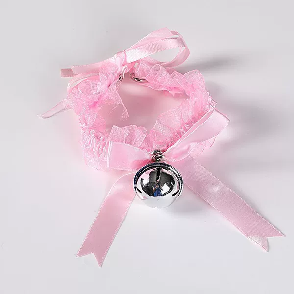 Fuchsia small bell with bow, choker