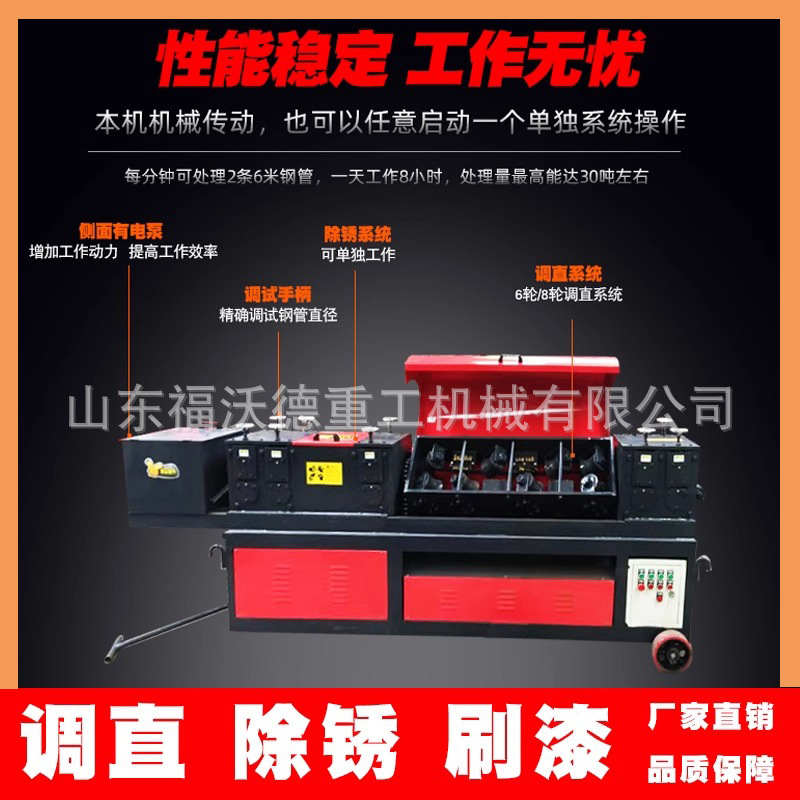 多功能钢管调直机建筑工程脚手架除锈刷漆一体机全自动数控机器