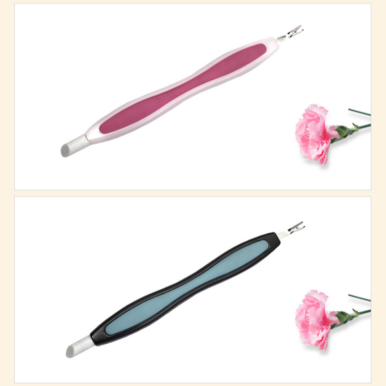 Fabricante al por mayor spot multicolor horquilla de caucho y plástico mango de plástico tenedor de piel muerta empuja tenedor de piel muerta de doble cabeza