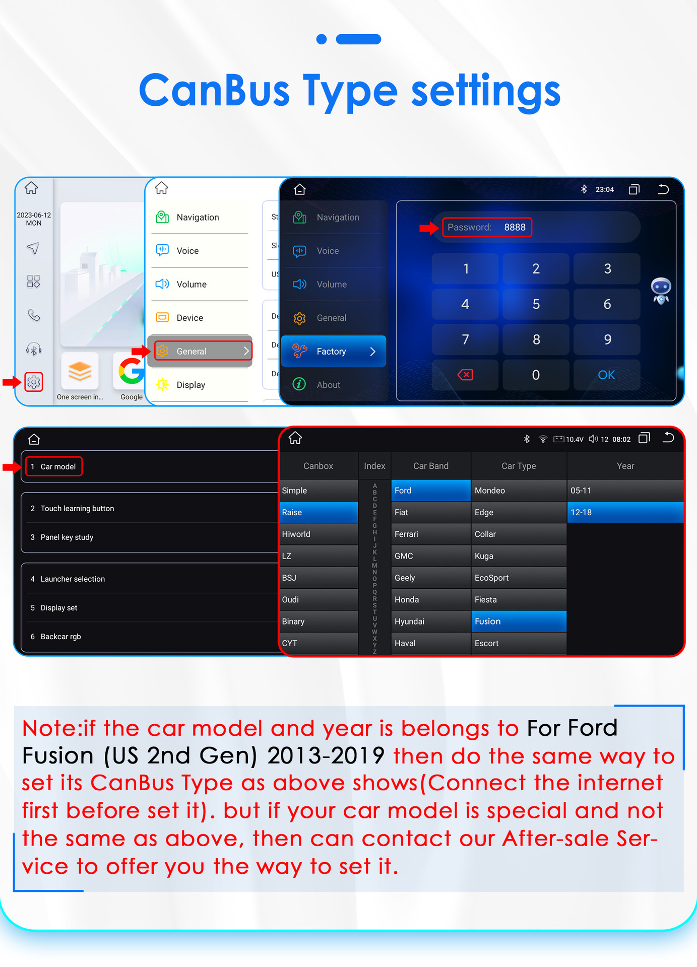 Compatible with Ford Mondeo and Ford Fusion 2nd generation (models 2013-2019) large-screen Android car navigation with CarPlay
