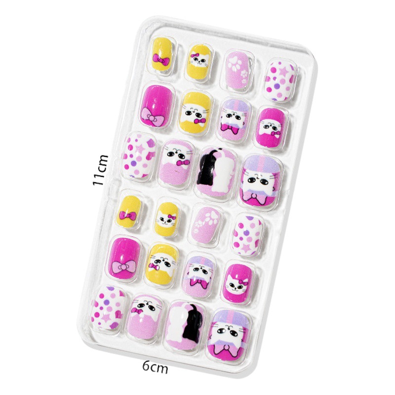 Los niños de la manicura llevan la pieza del clavo del gato del clavo Niños parche terminado pieza del clavo falso adhesivo pieza pegatinas bolsa