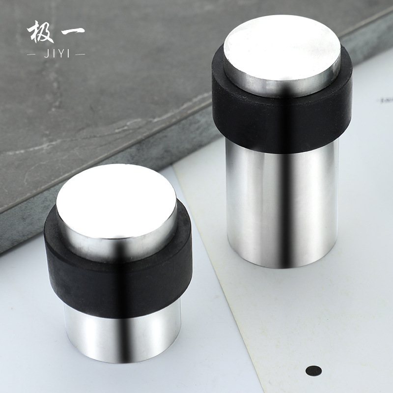 No-Drill Rubber Anti-Collision Door Stopper, Stainless Steel Round Door Stopper, Safe Household Door Stopper, Floor-Mounted Cylindrical Door Stopper No-Drill Rubber Anti-Collision Door Stopper, Stainless Steel Round Door Stopper, Safe Household Door Stopper, Floor-Mounted Cylindrical Door Stopper