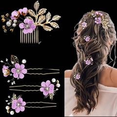 ホットセールゴールデンヨーロッパとアメリカのブライダルヘッドドレス手作りパールヘアアクセサリーウェディングヘアアクセサリーヘアフォークヘアピンセット
