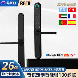 博克断桥铝合金指纹锁庭院门塑钢门户外密码锁防水平移门涂鸦智能