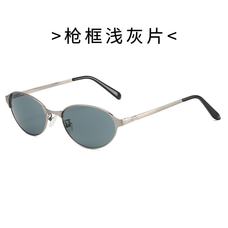 韩版千禧风y2k复古金属浅紫色墨镜女2025新款圆脸太阳眼镜猫眼框|undefined