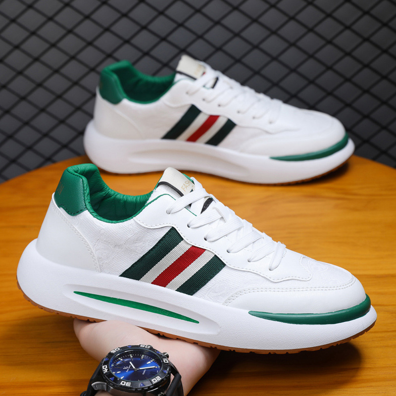 Spring trend sports shoes men 2023 new leather breathable sneakers men's British all-match soft-soled casual shoes_voghion.com