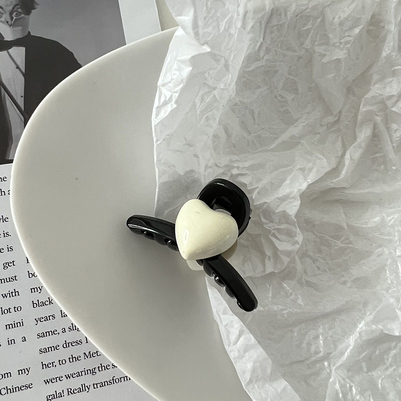 Clip per capelli semplice in bianco e nero con mini piccola a forma di fiocco dolce e carino, con becco d'anatra, accessori per capelli semplici e coordinati_voghion.com