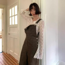 十三行清仓不退2024早秋废土风复古背带裤女直筒减龄牛仔裤F1612