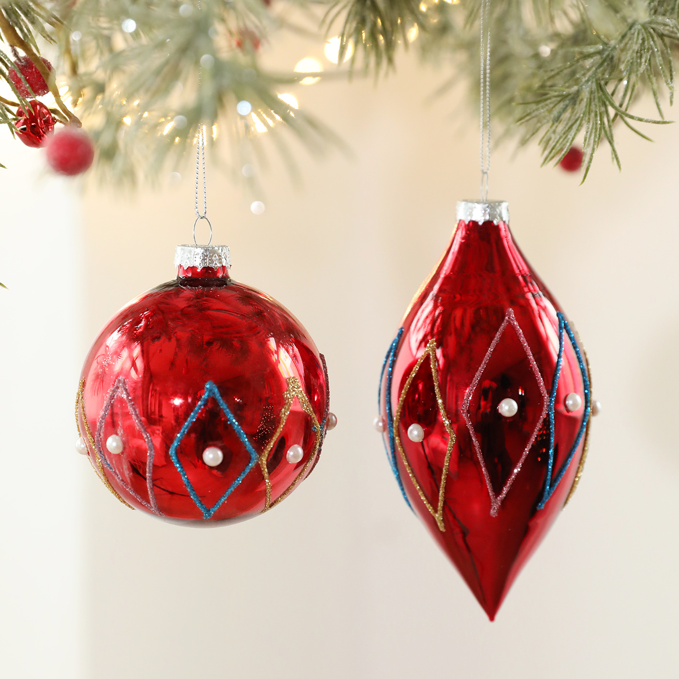 Color transfronterizo bola de vidrio de forma especial gotas brillantes cebolla bola de Navidad colgante árbol de Navidad colgante decoración de bola colgante