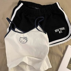 Wang Yiyi パジャマ胸パッド付き女性の夏のベスト通気性弾性サスペンダーレディーススーツホーム服模造綿