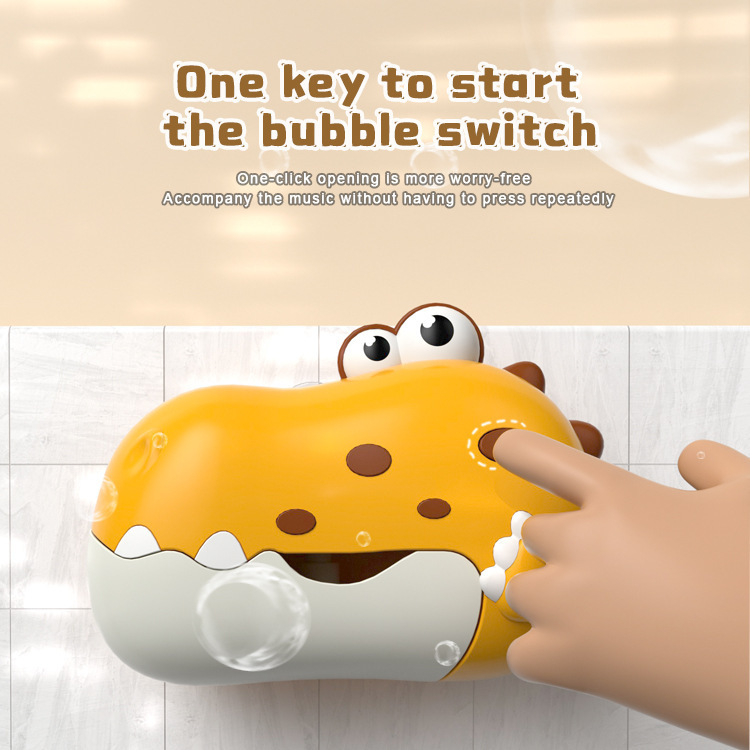 Escupir burbujas transfronterizas dinosaurio baño de bebé baño baño baño juego de agua juguetes al por mayor máquina de burbujas de música eléctrica