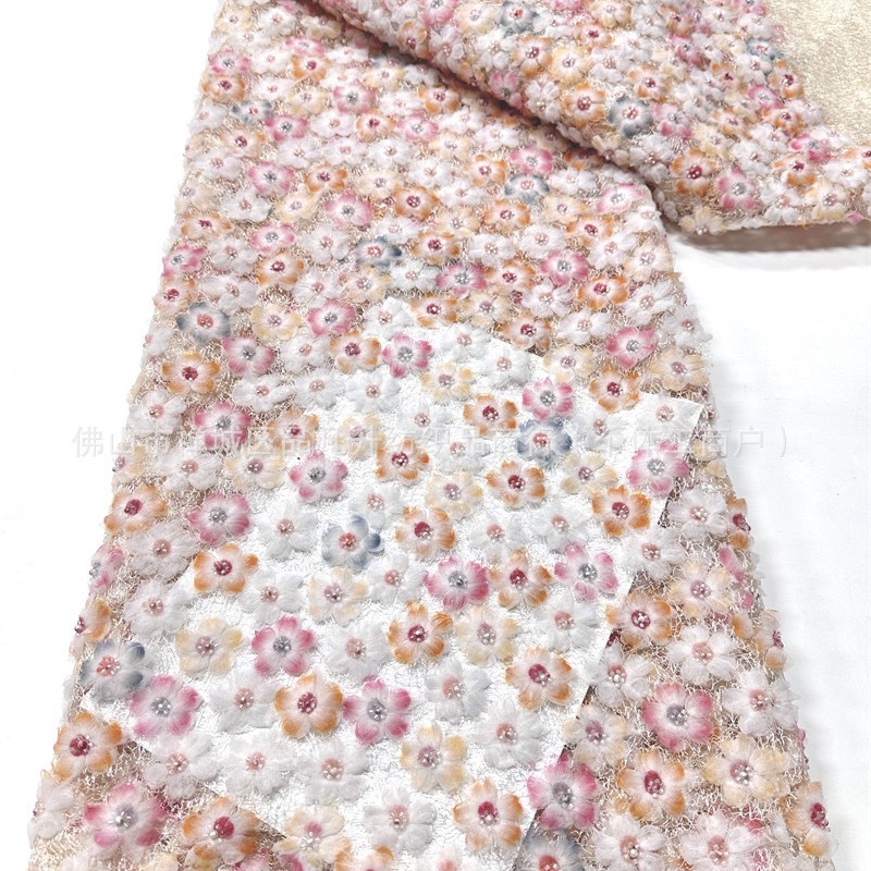 Fabricante nuevo 3D pequeña tela de flores y cuentas ins red con un vestido fresco pequeño vestido de tela de moda