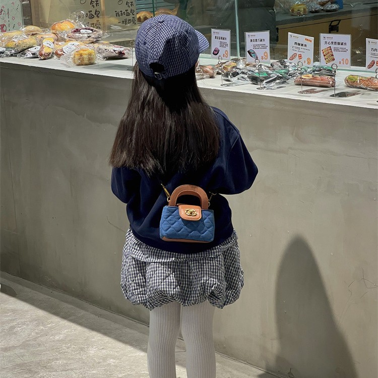 Bolso de hombro para niños y niñas de color contrastante de moda, bolso de mano para niñas, exquisita mini bolso de hombro para niños