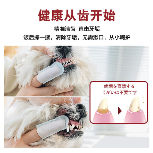 Japan's Kojima Pet Teeth Cleaning Set Finger Cots Wet Wipes Teeth Cleaning Wipes Mouthwash Improves Bad Breath Oral Cleaning