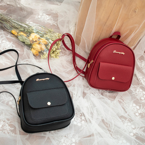 Women's Double Shoulder Bag  New Fresh and Cute Alphabet Label Backpack Multifunctional Single Shoulder Crossbody Small Bag Fashion