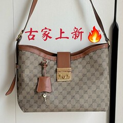 2025古家PadLock老花锁扣水桶腋下手提斜挎托特女包时尚百搭