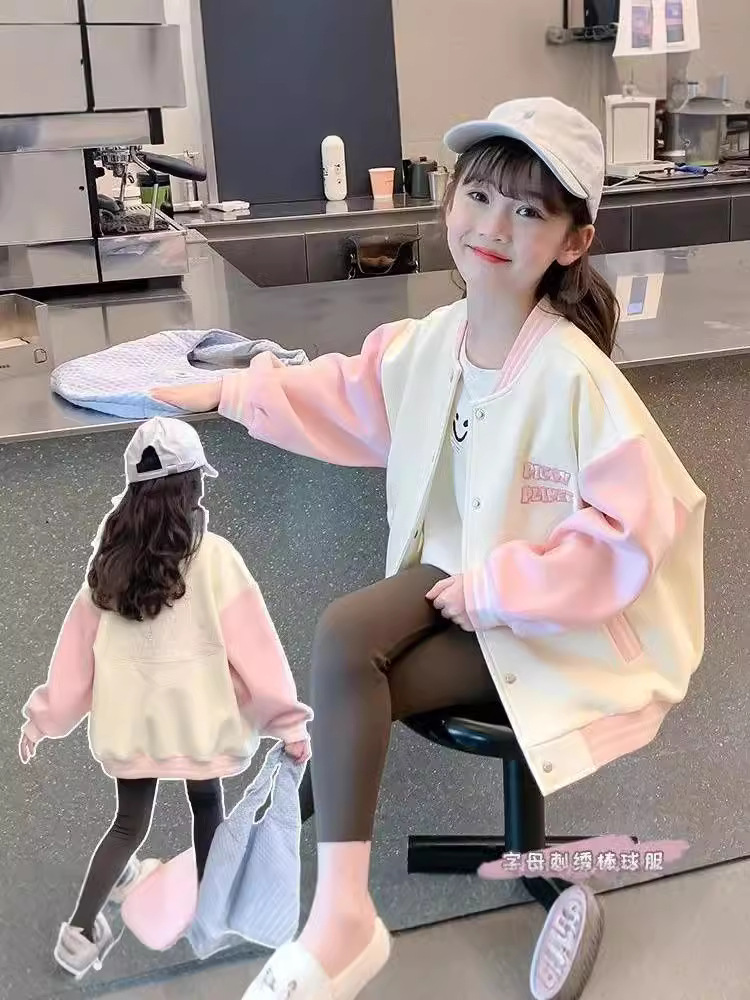 Uniforme de béisbol para niñas Estilo de primavera y otoño 2024 Nueva celebridad de Internet Ropa para niños Ropa deportiva de primavera para niñas Chaqueta de primavera para niños