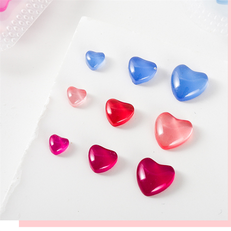 2022 Internet celebridad estilo clavo taladro luz cambiante hielo transparente melocotón corazón amor diamante uñas joyería DIY accesorios uñas decoraciones