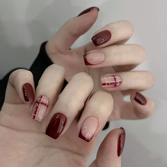 Small fresh wearable nails, various optional removable fake nail patches, 24 pieces of blush manicure nail pieces, finished products wholesale