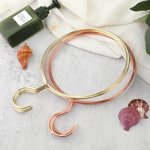 Light luxury hanging scarf tie gold hanging rack ring hook multi-functional clothes hanger household round hanging clothes storage rack