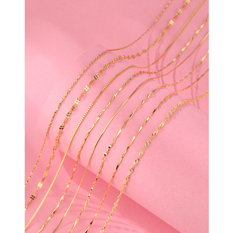 92 collar de plata esterlina mujer sin colgante caja de cadena de agua onda de semillas de melón Baotian octogonal cadena clavícula