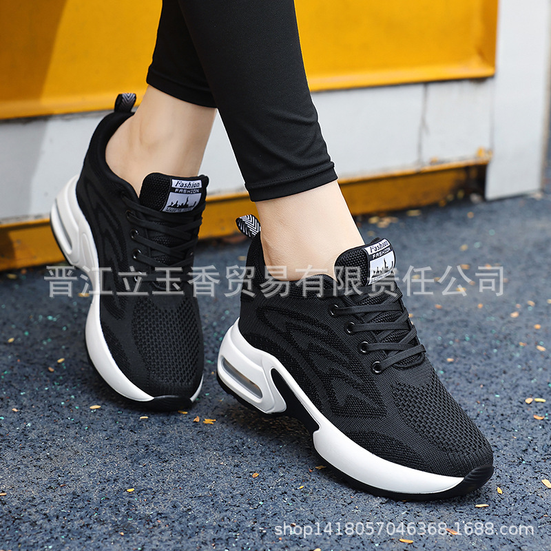 Zapatos de mujer coreanos 8cm de altura interior de tela de malla de aire suela transpirable zapatos de baile con suela suave zapatos de baile cuadrados cómodos